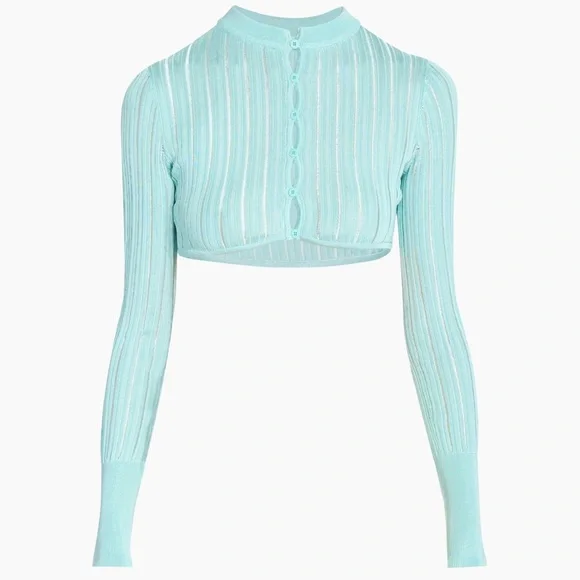 Alaia Rib-Knit Rounded Crop Cardigan - Picture 2 of 14